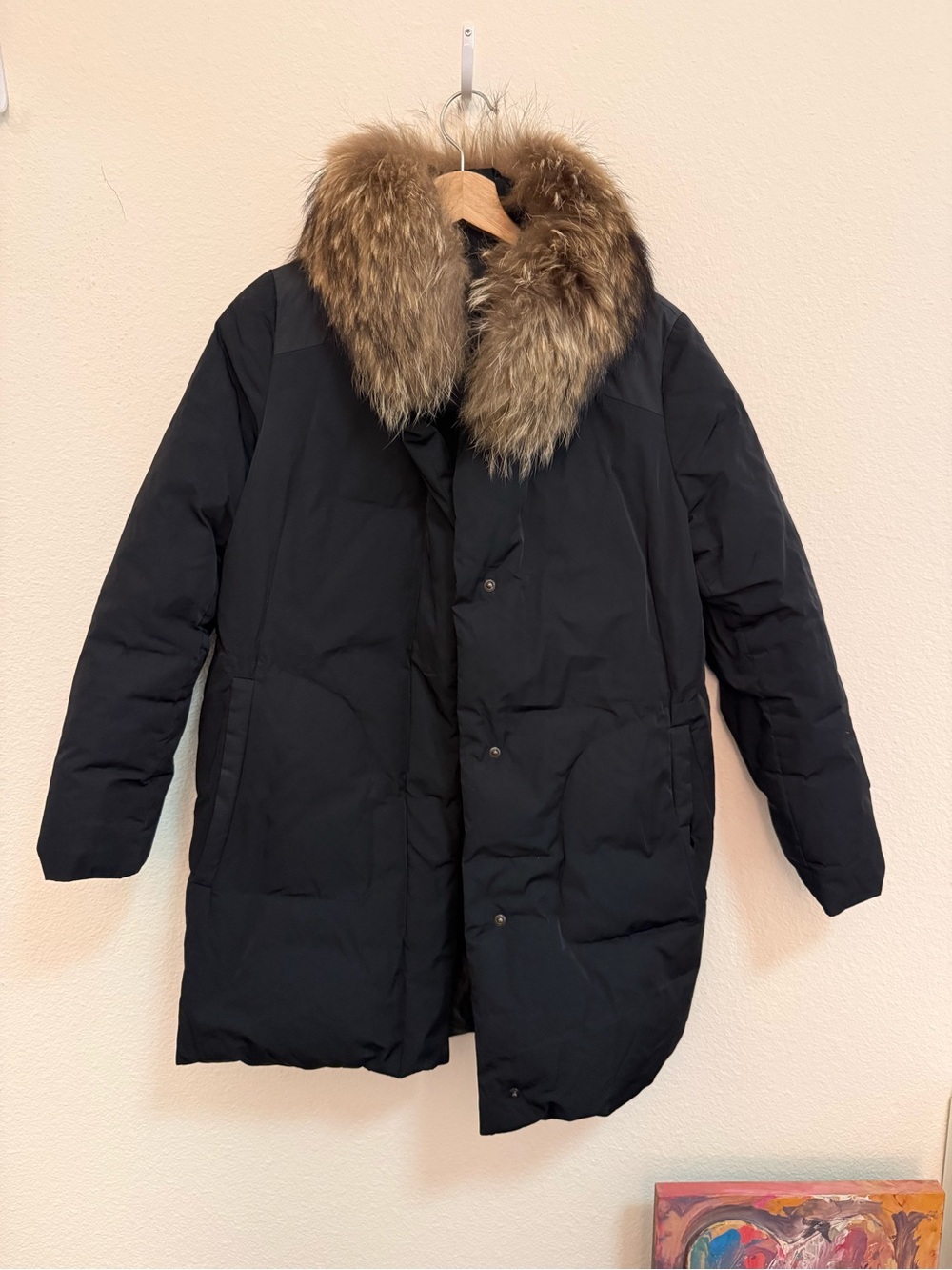Black Parka with Brown Fur Trim